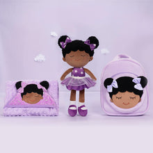 Load image into Gallery viewer, OUOZZZ Personalized Purple Deep Skin Tone Plush Dora Doll