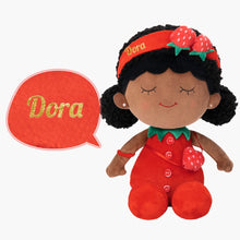 Load image into Gallery viewer, OUOZZZ Personalized Deep Skin Tone Plush Red Strawberry Doll Only Doll