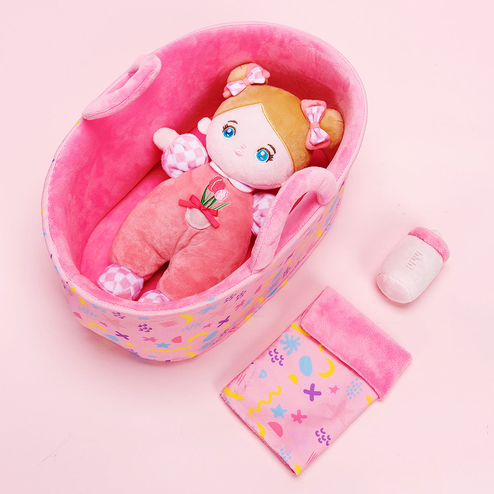 Personalized Blue Eyes Mini Plush Baby Girl Doll & Gift Set