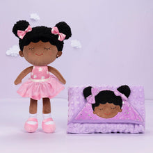 Load image into Gallery viewer, OUOZZZ Personalized Deep Skin Tone Plush Pink Dora Doll With Blanket☁️ ( 47&quot; x 47&quot; )