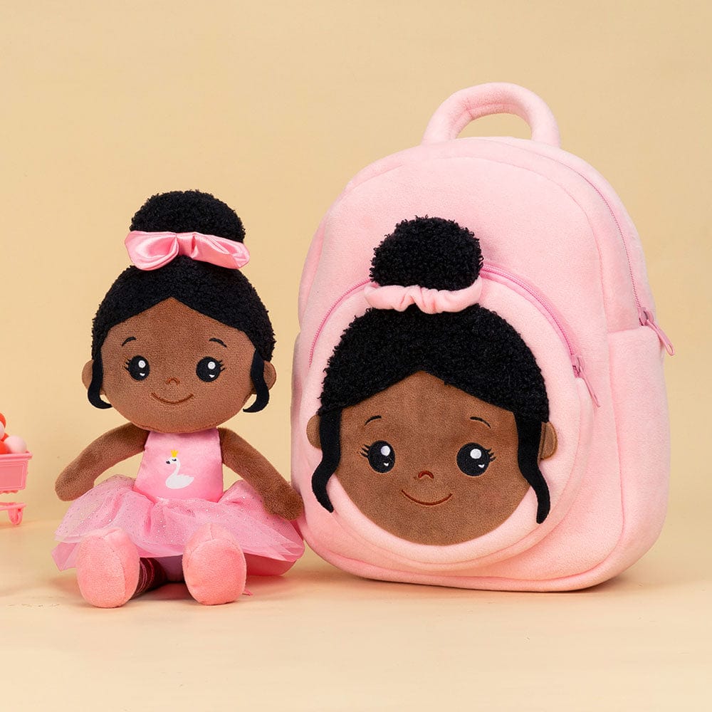 OUOZZZ Featured Gift - Personalized Doll + Backpack Bundle Deep Pink Nevaeh / With Bag