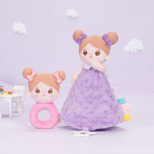 Load image into Gallery viewer, Personalizedoll Purple Baby Soft Plush Towel Toy with Teether