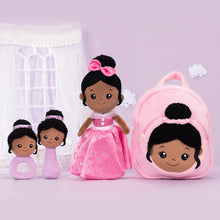 Load image into Gallery viewer, OUOZZZ Personalized Deep Skin Tone Plush Pink Princess Doll