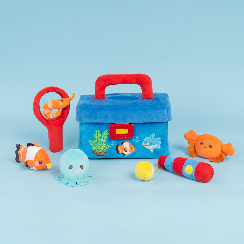 Personalized Baby's First Fishing Tackle Box Plush Playset Sound Toy Gift Set
