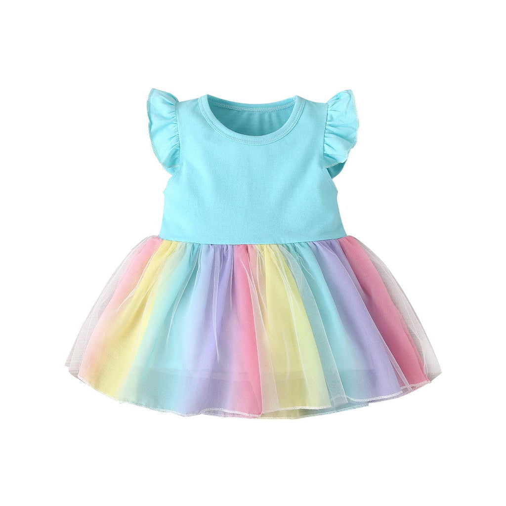OUOZZZ Personalized Iris Rainbow Doll with Blue Baby Rainbow Dress