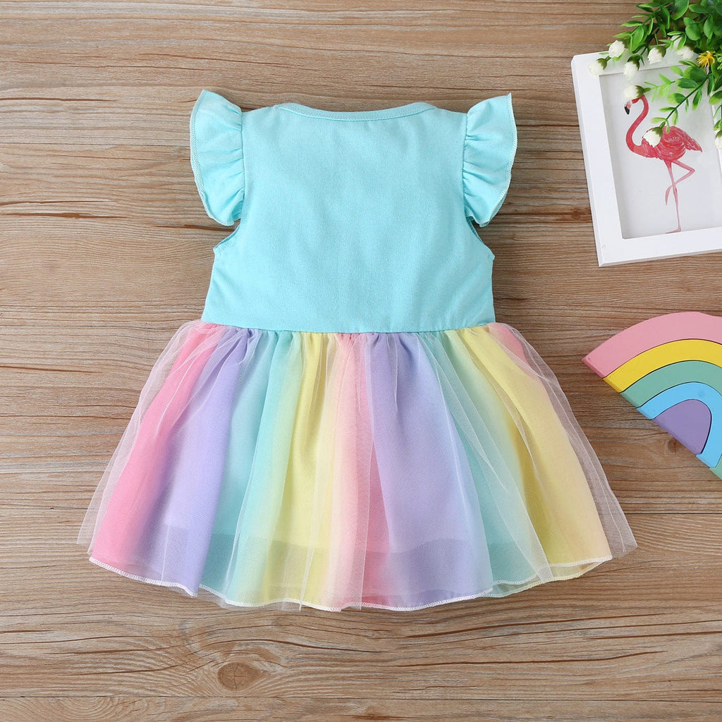 OUOZZZ Personalized Iris Rainbow Doll with Blue Baby Rainbow Dress