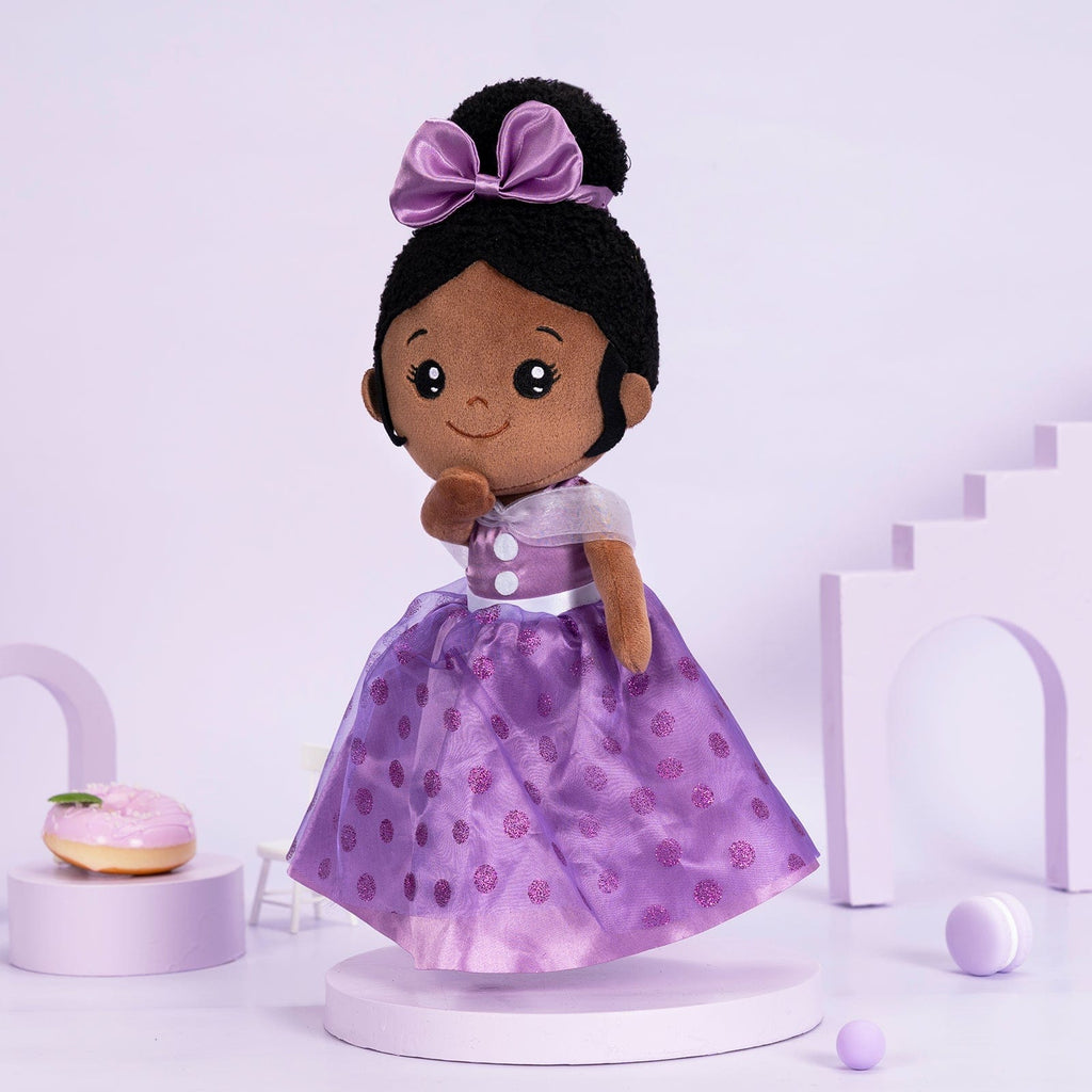 OUOZZZ Personalized Deep Skin Tone Plush Purple Princess Doll