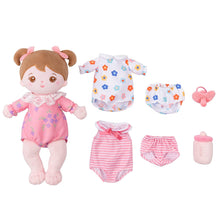 Load image into Gallery viewer, OUOZZZ Personalized Pink Sitting Position Plush Lite Baby Girl Doll Dress-up Set