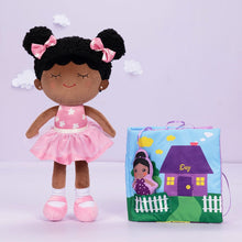 Load image into Gallery viewer, OUOZZZ Personalized Deep Skin Tone Plush Pink Dora Doll With Cloth Book📔