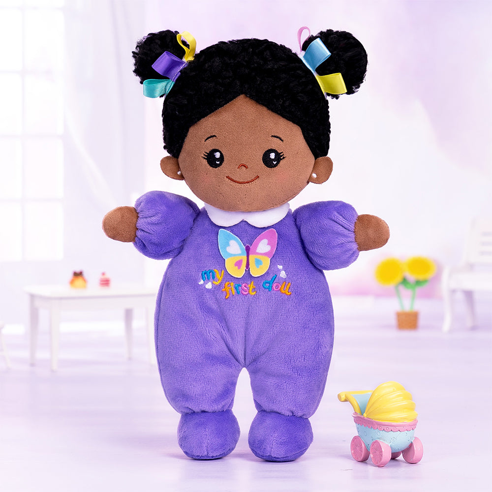 Personalized Purple Deep Skin Tone Mini Plush Baby Doll