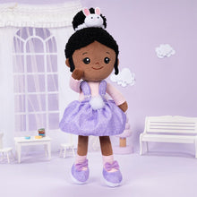 Load image into Gallery viewer, OUOZZZ Personalized Deep Skin Tone Plush Purple Bunny Doll