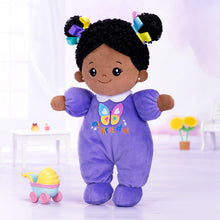 Load image into Gallery viewer, Personalized Purple Deep Skin Tone Mini Plush Baby Doll