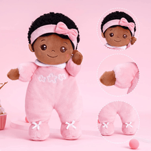 Load image into Gallery viewer, OUOZZZ Personalized Deep Skin Tone Pink Mini Plush Baby Doll Mini doll