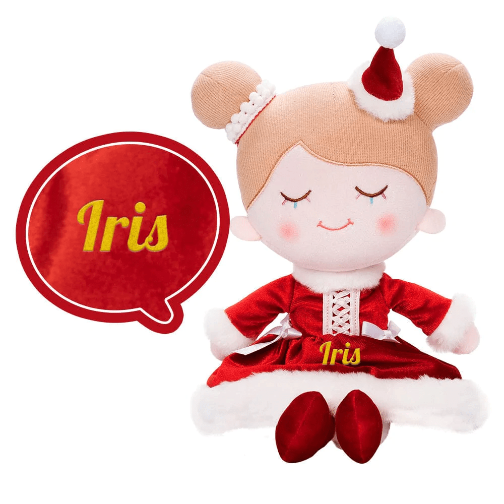 Personalizedoll Personalized Girl Doll + Optional Backpack Iris Christmas Red Doll / Only Doll