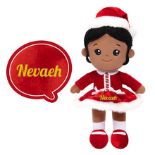 Load image into Gallery viewer, OUOZZZ Personalized Deep Skin Tone Red Christmas Plush Baby Girl Doll Only Doll
