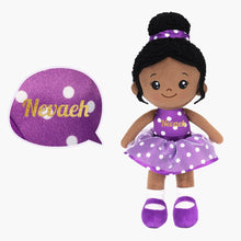 Load image into Gallery viewer, OUOZZZ Personalized Purple Deep Skin Tone Plush Nevaeh Doll Nevaeh