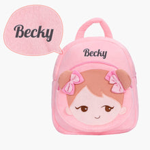 Load image into Gallery viewer, OUOZZZ Personalized Playful Girl Pink Plush Backpack Only Backpack
