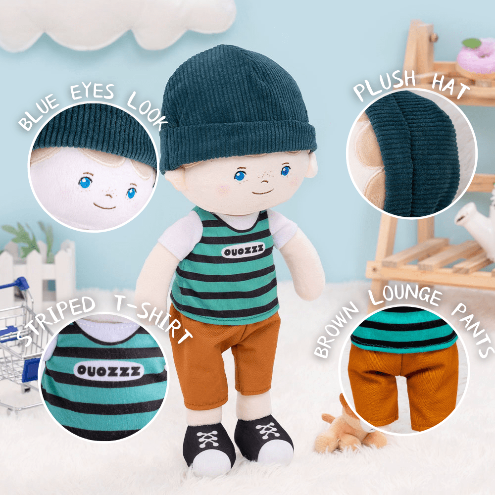 OUOZZZ Personalized Blue Eyes & Freckle Face Boy Doll