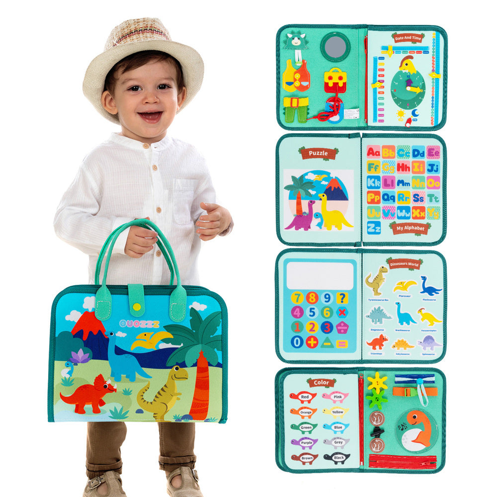 Personalized Dinosaur Toddler Busy Board Plush Montessori Toy