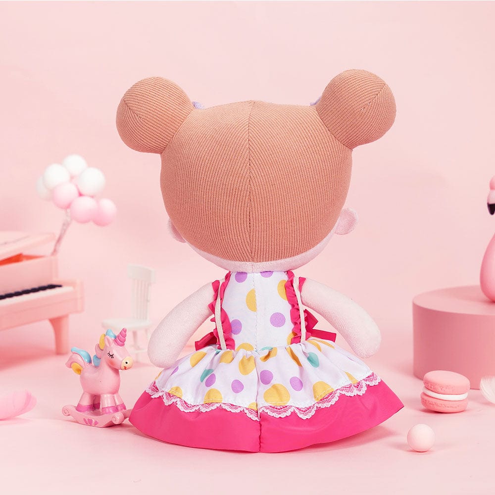 OUOZZZ Personalized Pink Polka Dot Skirt Plush Rag Baby Doll