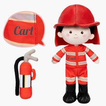 Load image into Gallery viewer, OUOZZZ Personalized Firemen Plush Baby Boy Doll Firemen