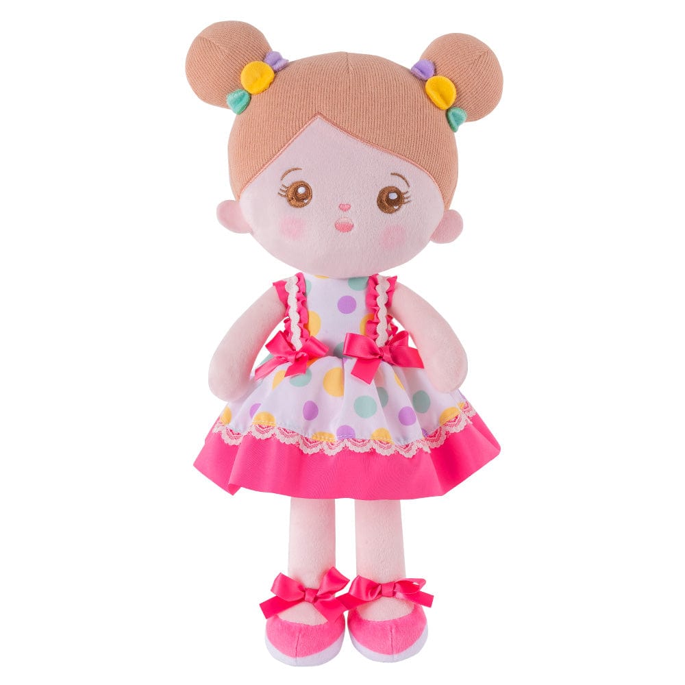OUOZZZ Personalized Pink Polka Dot Skirt Plush Rag Baby Doll Only Doll