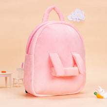 Load image into Gallery viewer, OUOZZZ Personalized Pink Plush Backpack with Doll Carrier
