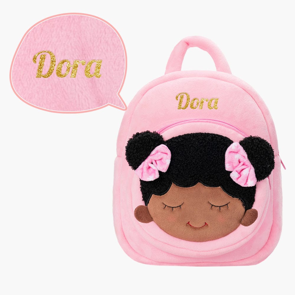 OUOZZZ Personalized Deep Skin Tone Pink Dora Backpack Pink