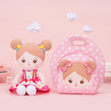 Load image into Gallery viewer, OUOZZZ Personalized Pink Polka Dot Skirt Plush Rag Baby Doll With Lunch Bag🍱
