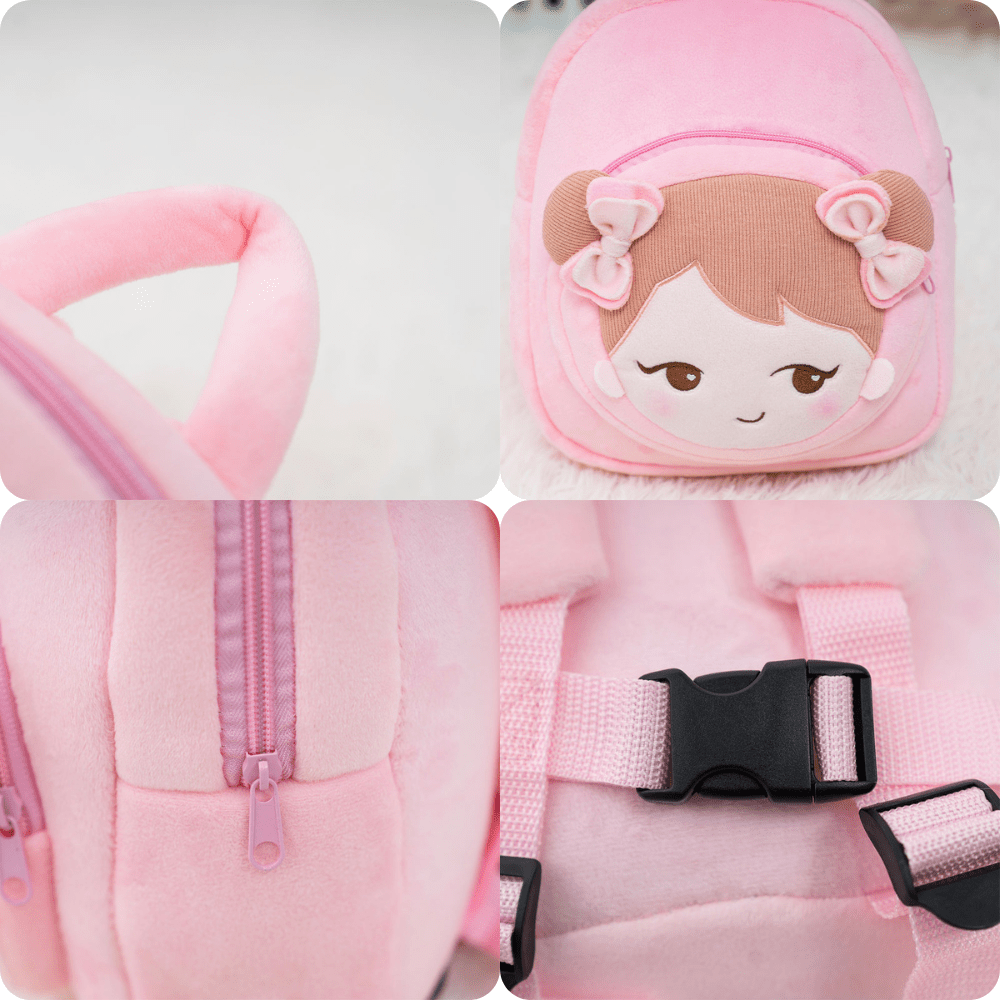 OUOZZZ Personalized Playful Girl Pink Plush Backpack