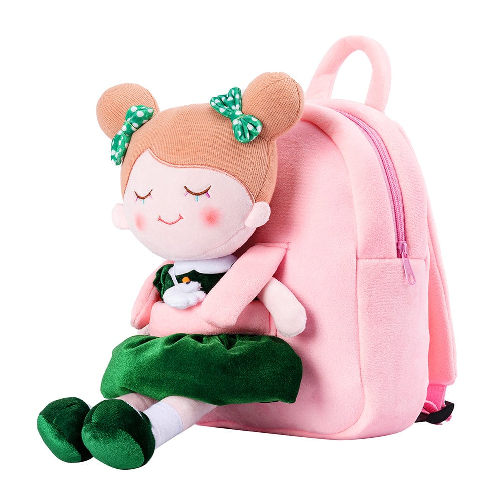 OUOZZZ Personalized Pink Plush Backpack Green🦢