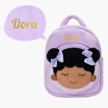 Load image into Gallery viewer, OUOZZZ Personalized Deep Skin Tone Pink Dora Backpack Purple Backpack