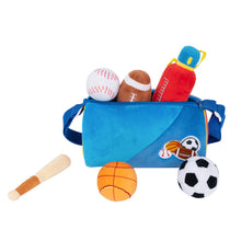Load image into Gallery viewer, Personalized Baby&#39;s First Sports Bag Plush Playset Sound Toy Gift Set