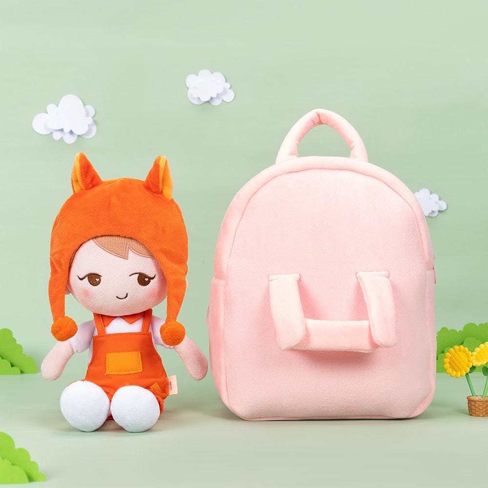 OUOZZZ Personalized Little Fox Boy Doll With Bag B