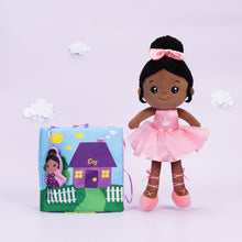 Load image into Gallery viewer, OUOZZZ Personalized Deep Skin Tone Plush Pink Ballet Doll Ballerina+Book