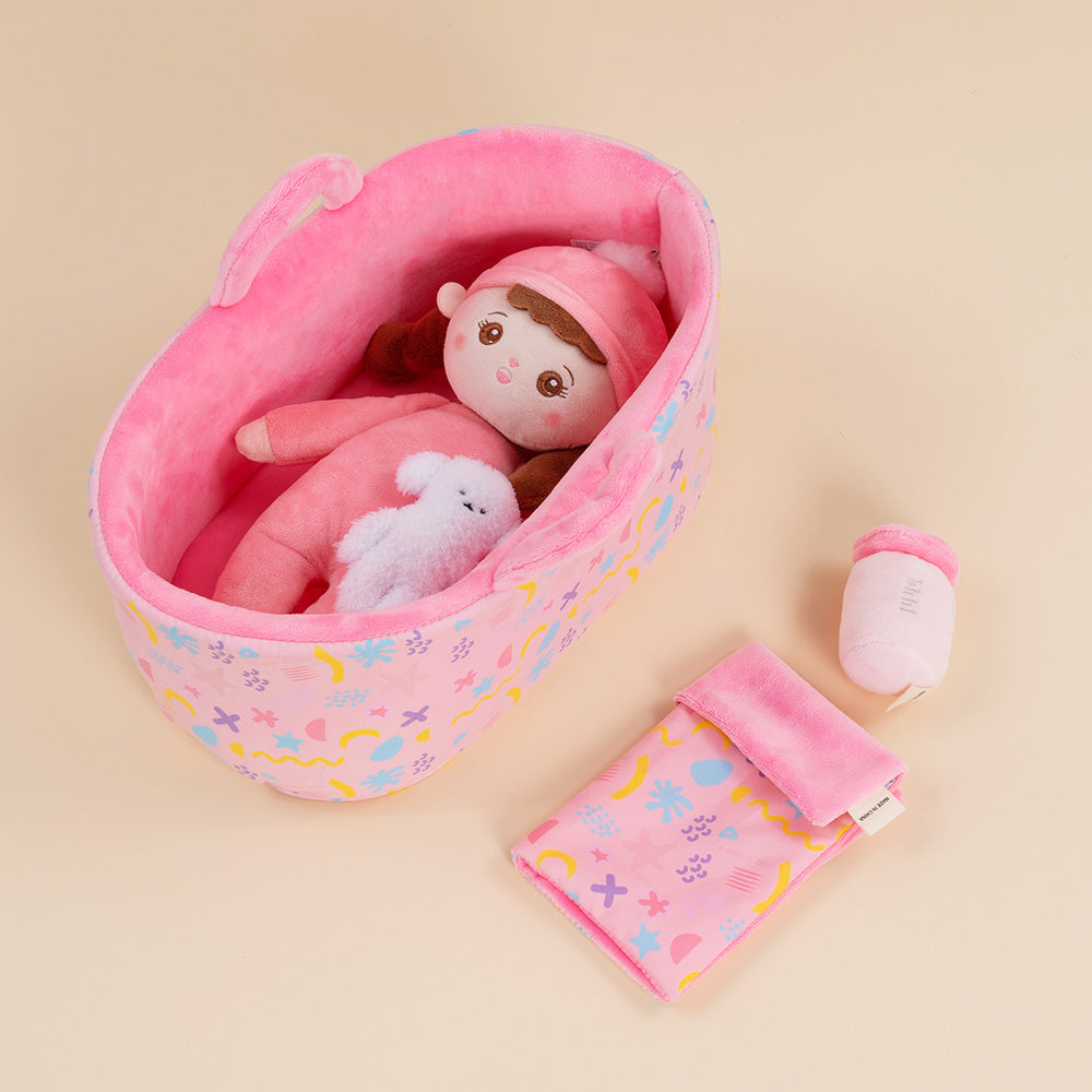 Personalized Mini Plush Braid Girl Baby Doll & Gift Set