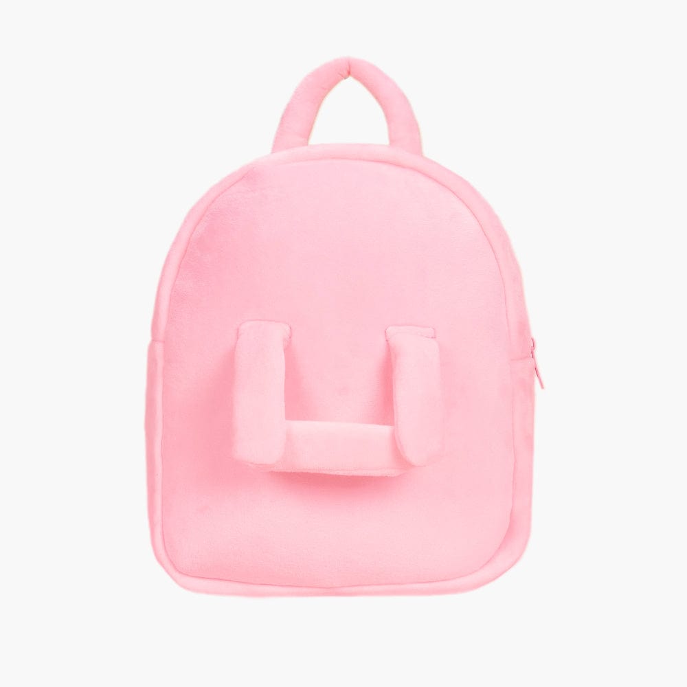 OUOZZZ Personalized Pink Plush Backpack with Doll Carrier