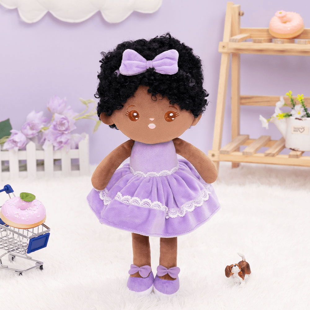 OUOZZZ Personalized Deep Skin Tone Plush Curly Hair Baby Girl Doll Only Doll⭕️