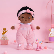Load image into Gallery viewer, OUOZZZ Personalized Deep Skin Tone Pink Mini Plush Baby Doll Mini doll