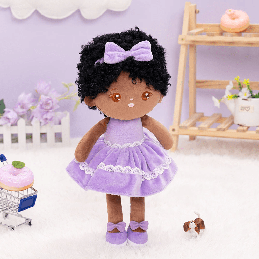 OUOZZZ Personalized Deep Skin Tone Plush Curly Hair Baby Girl Doll Only Doll⭕️