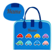 Load image into Gallery viewer, Personalized Car Toddler Busy Board Plush Montessori Toy