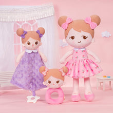 Load image into Gallery viewer, OUOZZZ Personalized Playful Pink Girl Doll With Rattle &amp; Towel