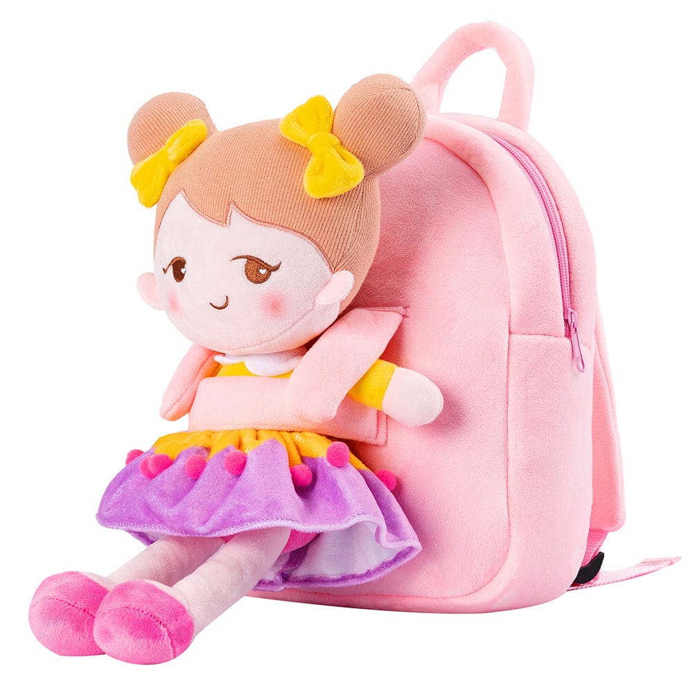 OUOZZZ Personalized Pink Plush Backpack Yellow🍋