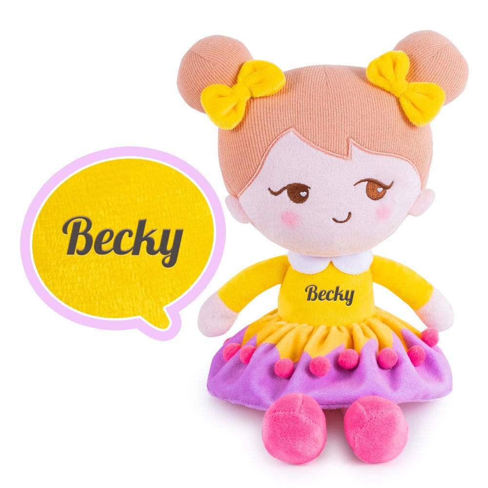 OUOZZZ Personalized Playful Becky Girl Plush Doll - 7 Color Yellow 🍋