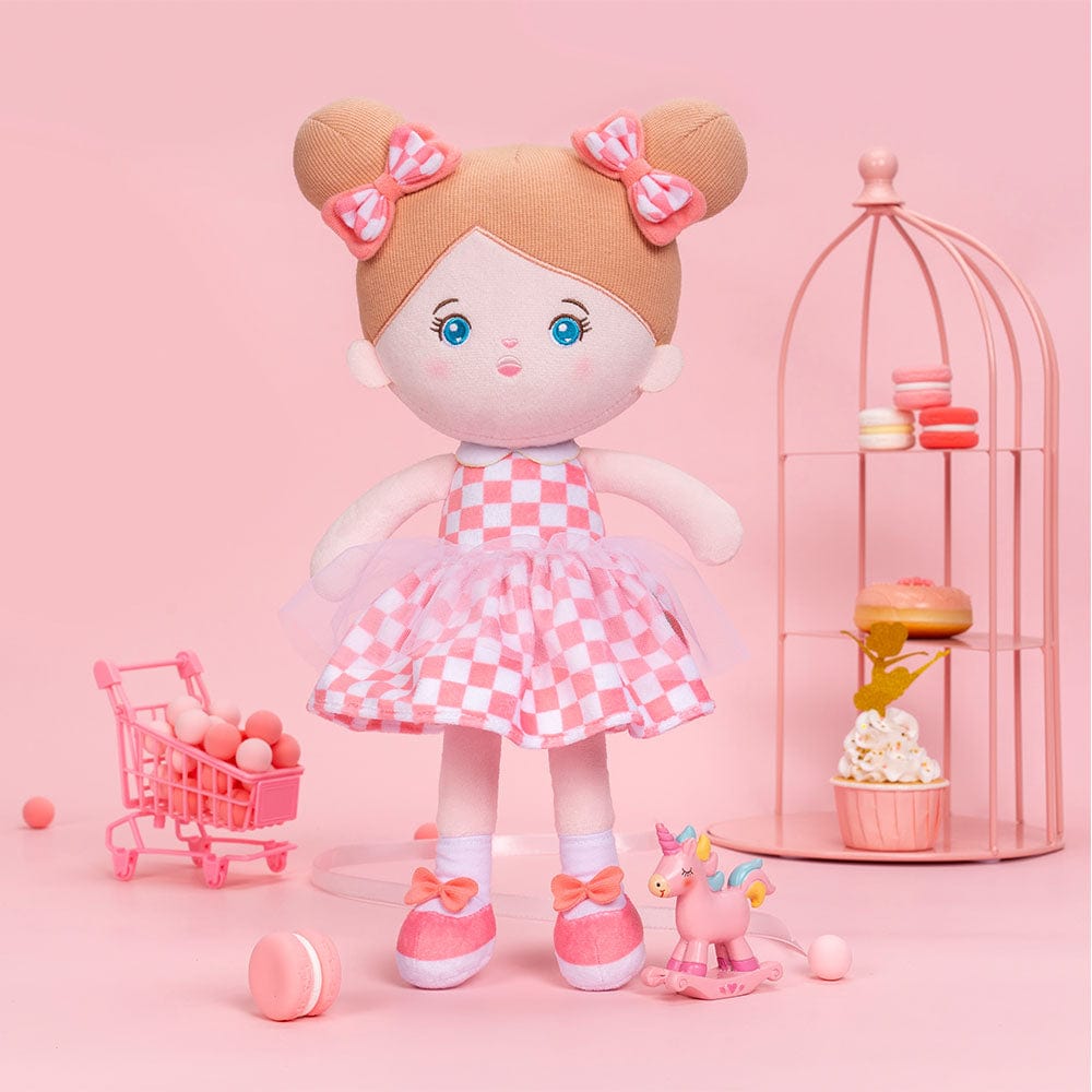 OUOZZZ Personalized Pink Blue Eyes Girl Plush Rag Baby Doll
