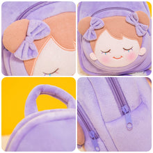 Load image into Gallery viewer, OUOZZZ Personalized Plush Doll Purple Rag Baby Doll Backpack for Newborn Baby &amp; Toddler