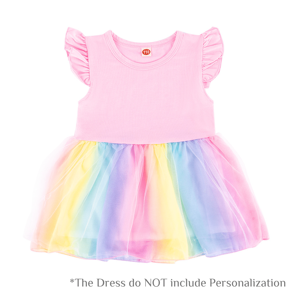 OUOZZZ Rainbow Baby Dress Pink / 90